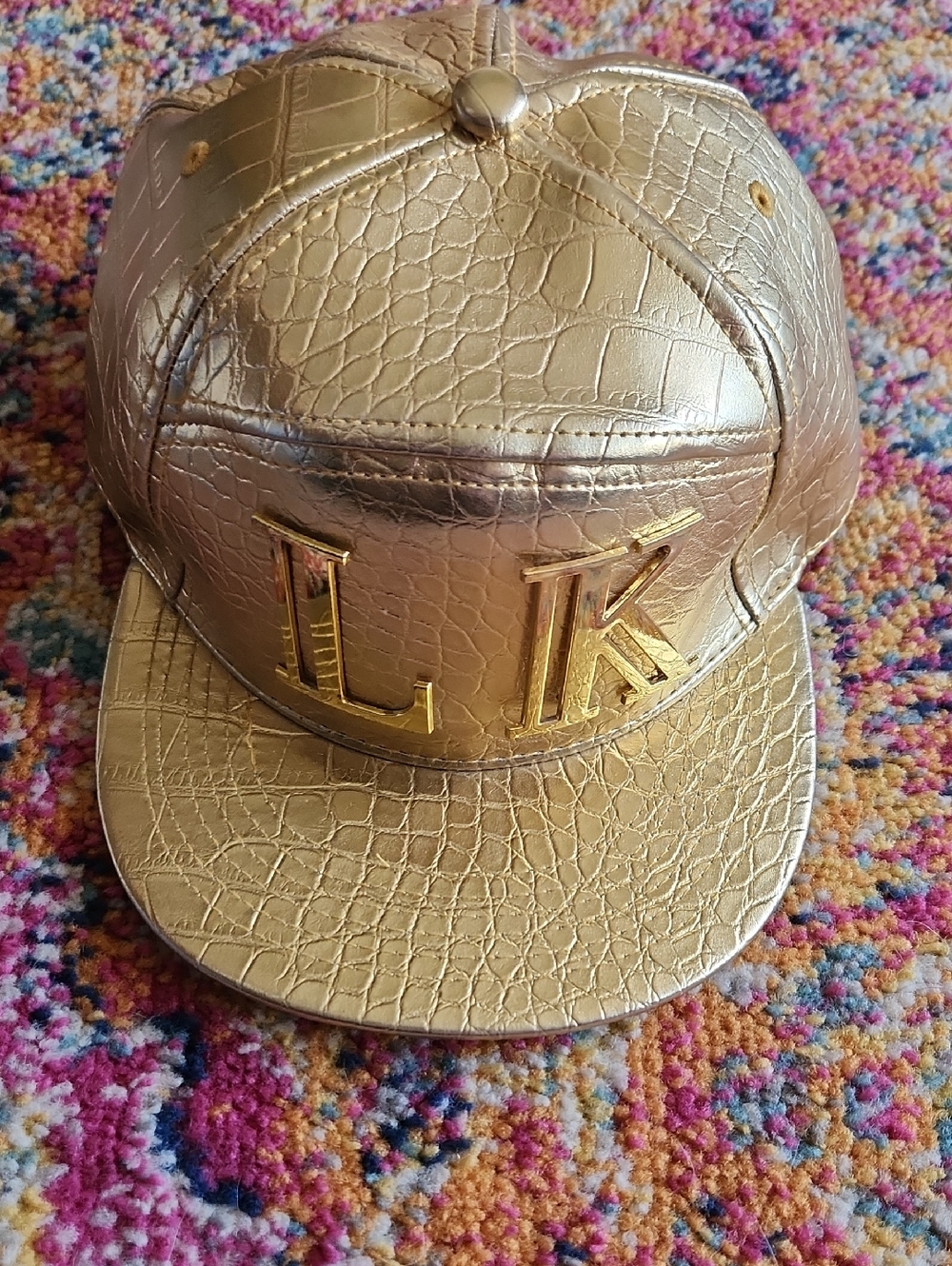 Last Kings Gold Faux Croc Leather Snapback Hat - Men's Accessories